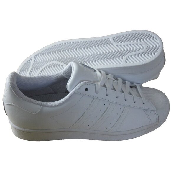 Adidas Originals Men's Superstar Leather Shoes Triple White Shelltoe Size 9 NIB - Picture 2 of 5